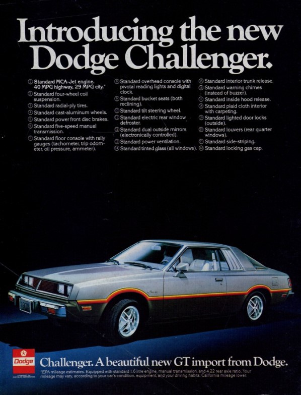 another kind of dodge challenger the mitsubishi years 1978 1984 mac s motor city garage another kind of dodge challenger the